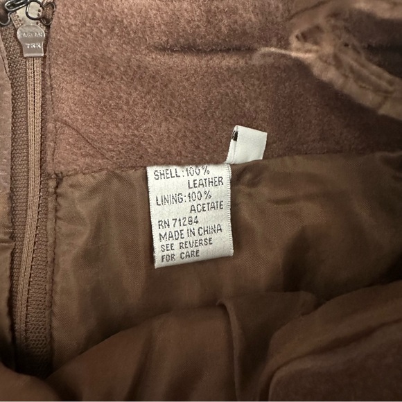 Vintage Via Max Brown Leather Mini Skirt - Picture 3 of 5